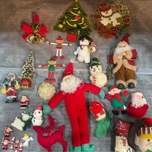 Vintage Christmas Ornaments Santa Snowman Lot